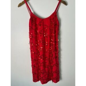 The Competitor Red Sequin Dance Costume Mini Dress Bodysuit MA Made in USA